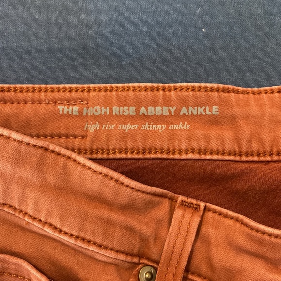 Anthropologie Size 27R High Rise Abby Deep Blush Coloured Skinny Jeans. - Picture 8 of 11